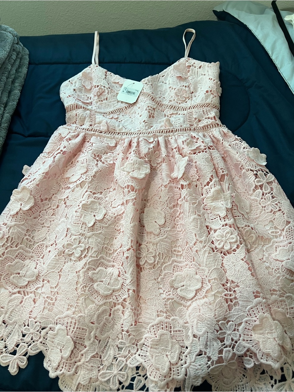 Altar'd State Soft Pink Satin-Lined Lace Mini Dress - Picture 4 of 4